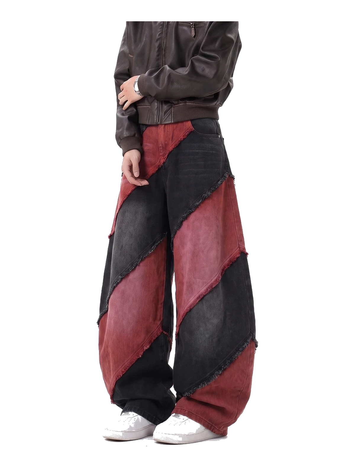 Frayed Patchwork Curved-Leg Jeans product image 3