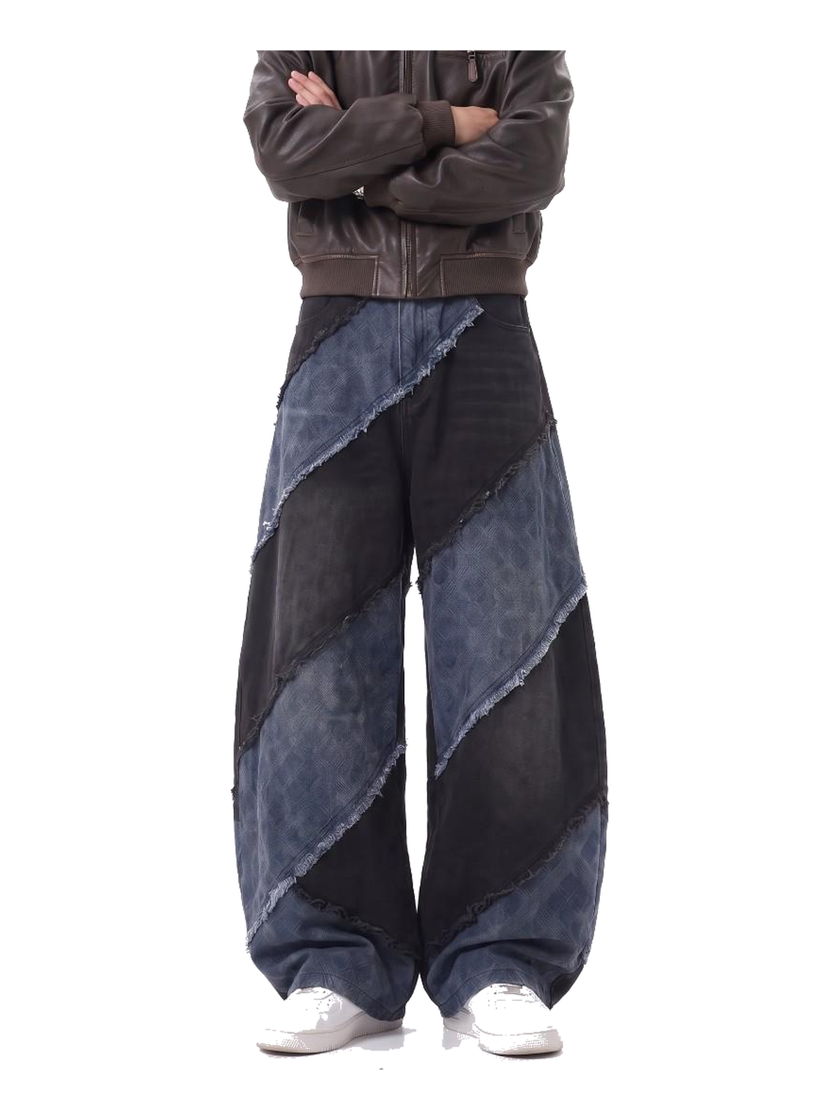 Frayed Patchwork Curved-Leg Jeans product image 4