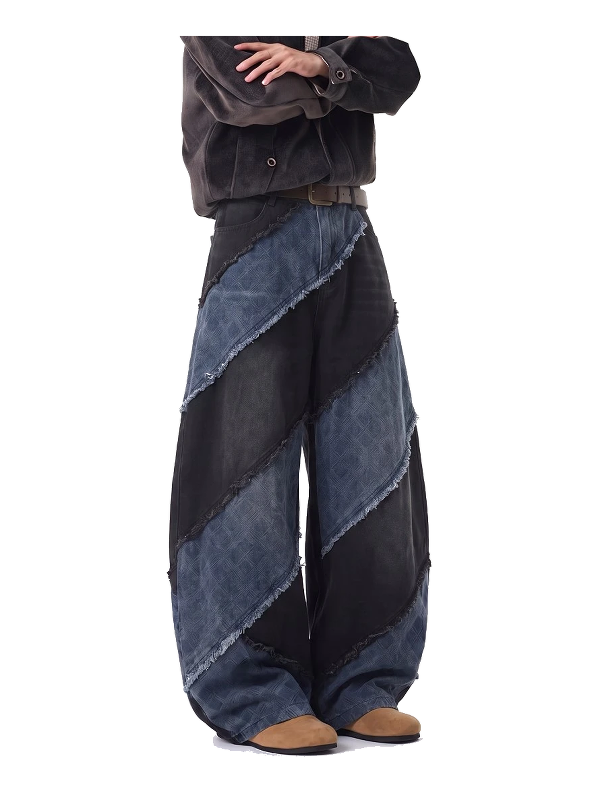 Frayed Patchwork Curved-Leg Jeans product image 6