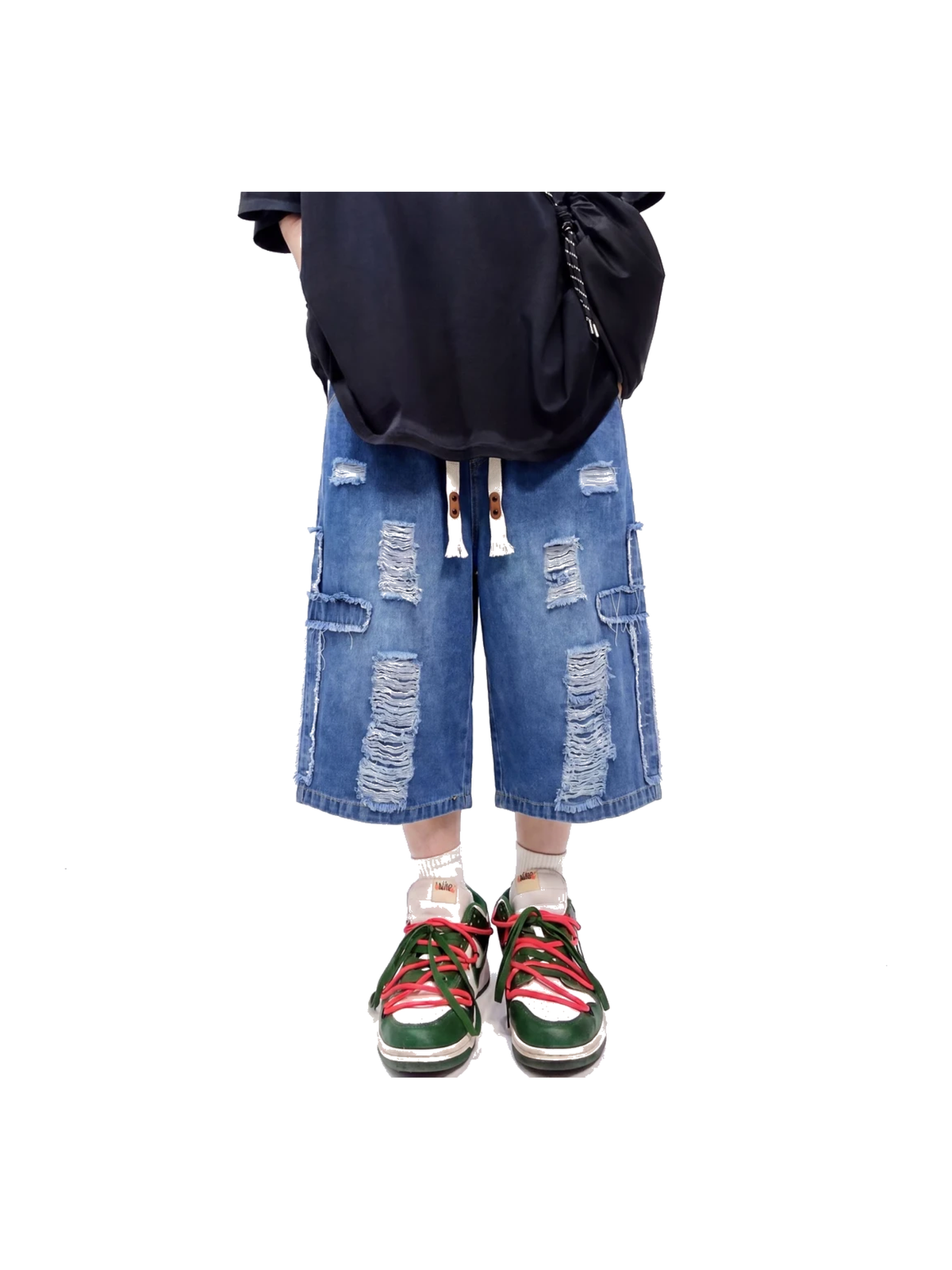 Distressed Longline Denim Shorts product image 2