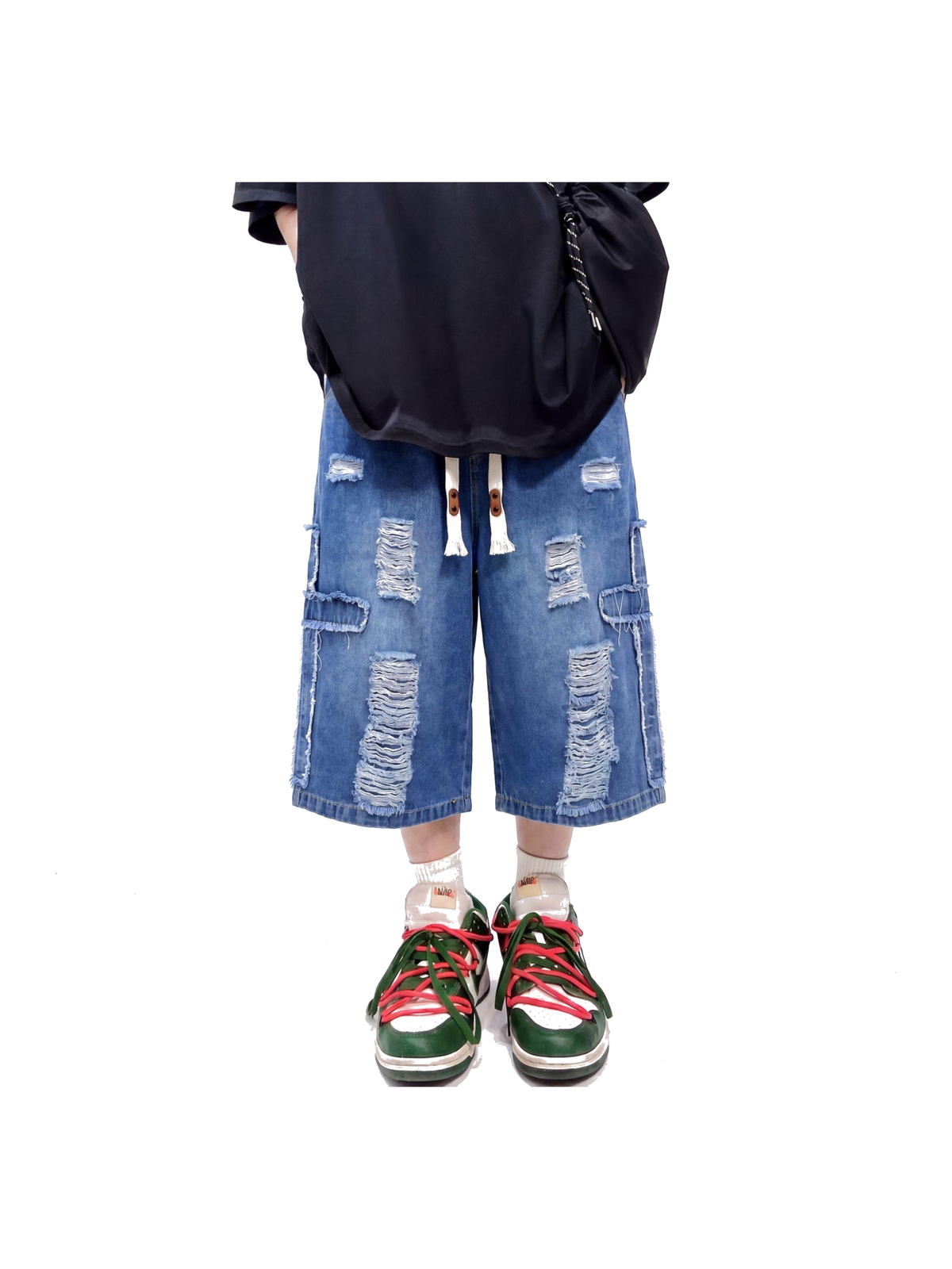 Distressed Longline Denim Shorts product image 3