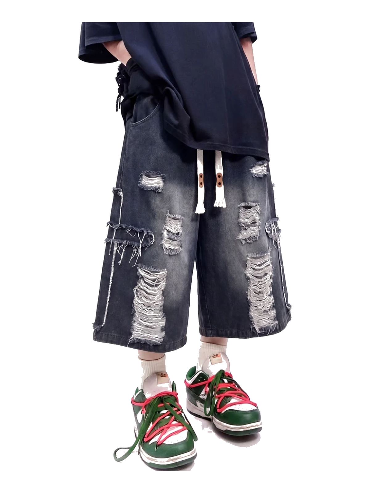 Distressed Longline Denim Shorts product image 6