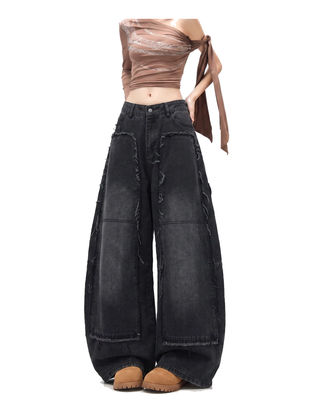 Fringed Panel Curved-Leg Jeans product image 3