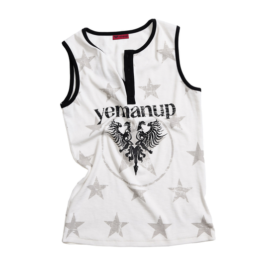 Ace Jolun Vintage Star Eagle Button-Front Tank - Black