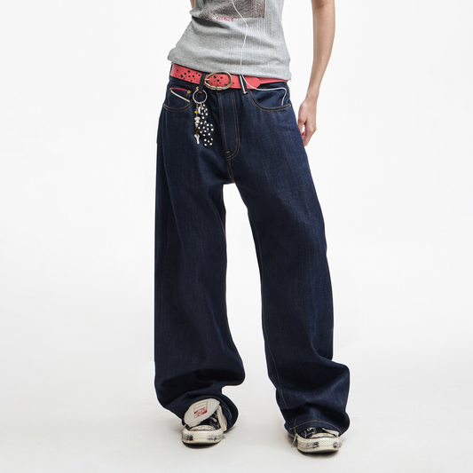 Ace Jolun Medal Blue Raw Denim Micro-Flare Jeans - Medal Blue