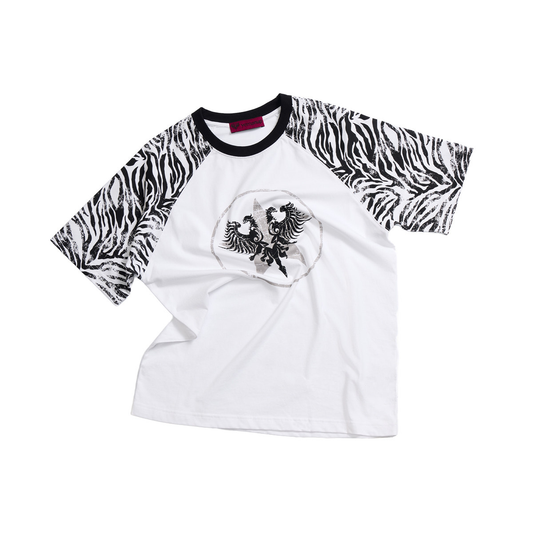 Ace Jolun Dual-Eagle Zebra Raglan Tee - White