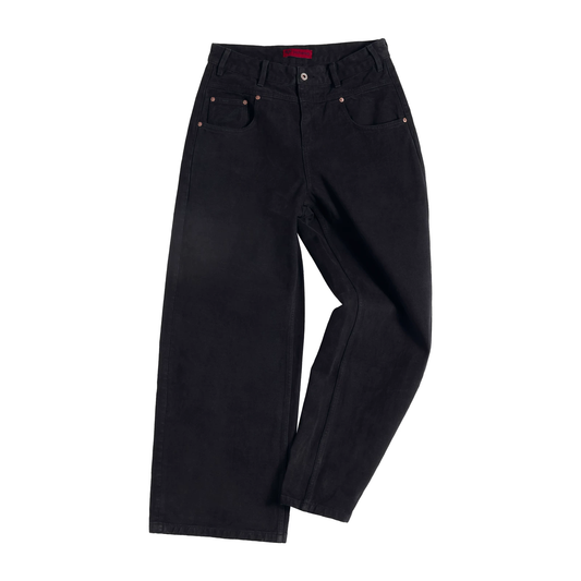 Ace Jolun Charcoal Stone-Washed Wide-Leg Jeans - Charcoal